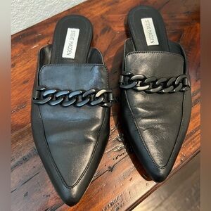Steve Madden Black Leather Mules